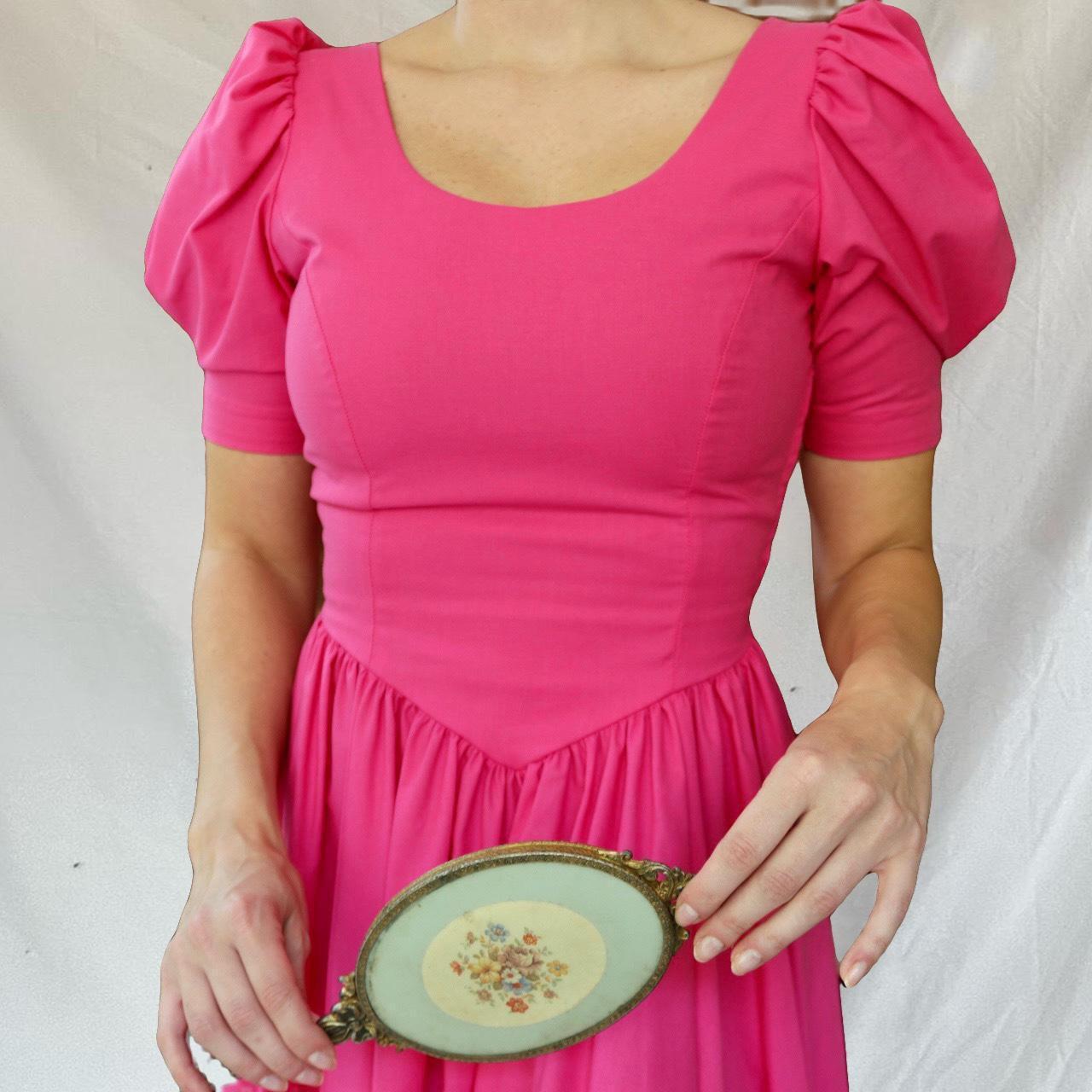 Vintage 1980's Hot Pink Laura Ashley Dress Short... - Depop