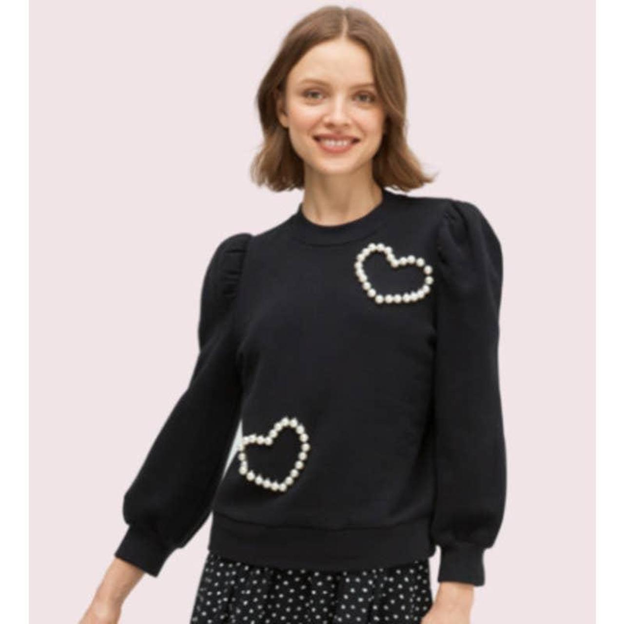 NWT Kate Spade Pearl Heart Sweatshirt Black Sz XS no Depop