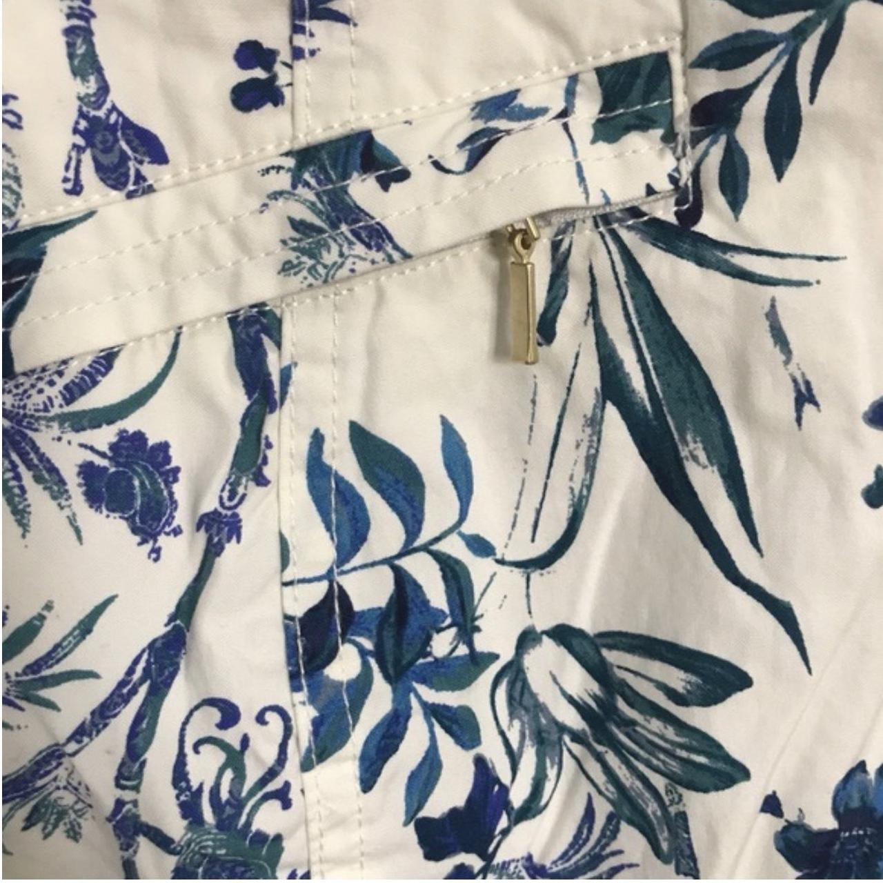 Anthropologie Lucienne white blue floral print... - Depop