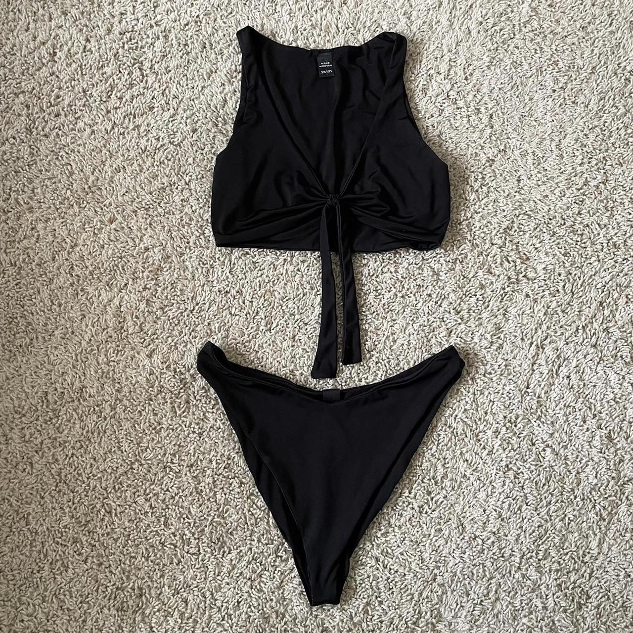 Naked wardrobe black coming thru bikini set, This...