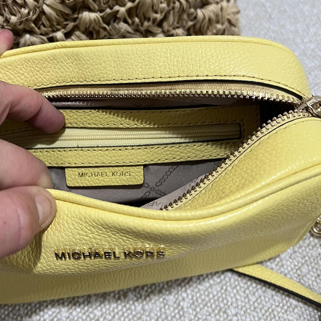 Michael Kors Jet Set Tote Yellow Cream Leather Handbag Purse | eBay