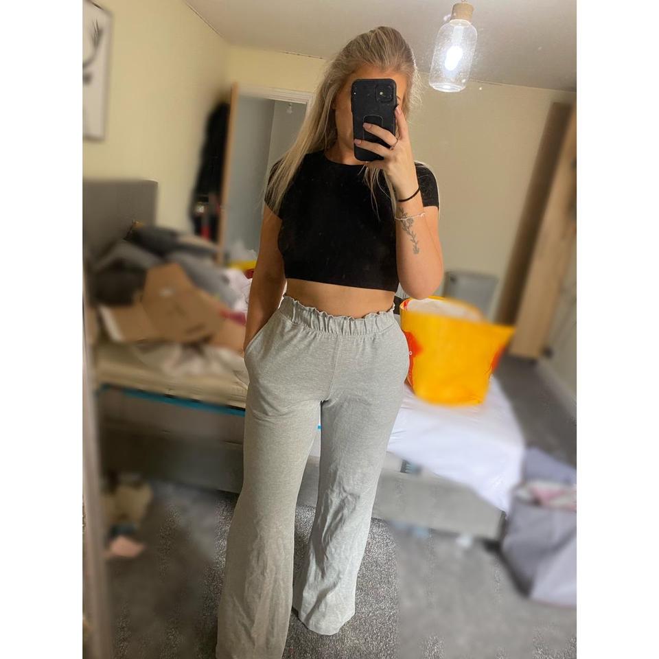 New $89 Zara Belted Relaxed Trousers Wide Leg Gray - Depop