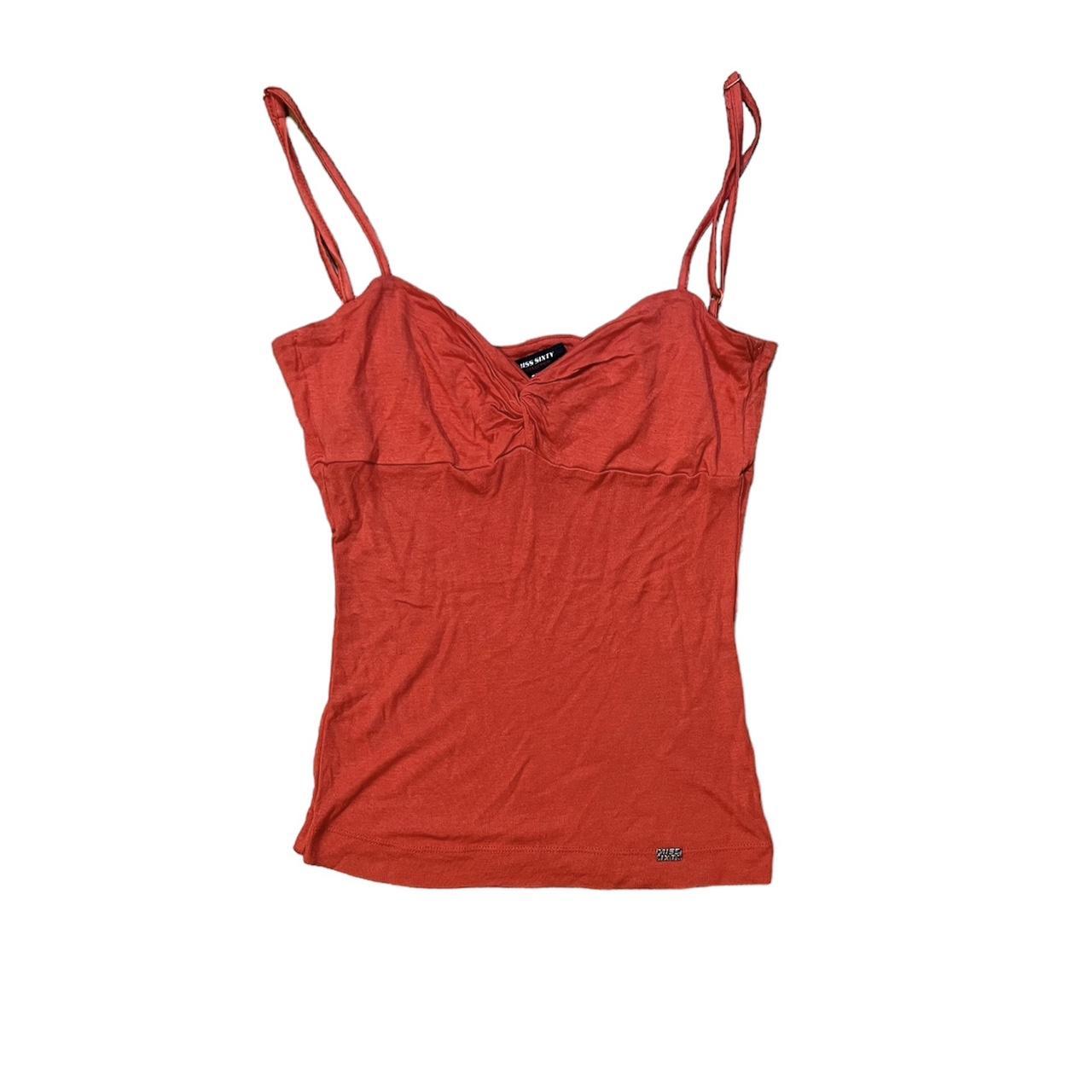 Y2k Miss Sixty red vest cami top with adjustable... Depop