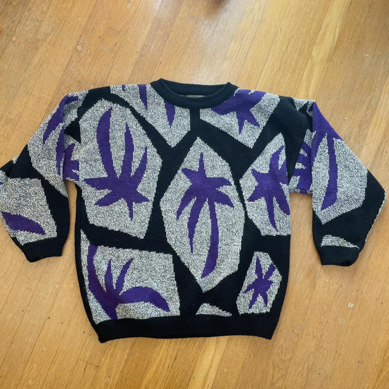 Espirit Women's Purple and Black Jumper | Depop