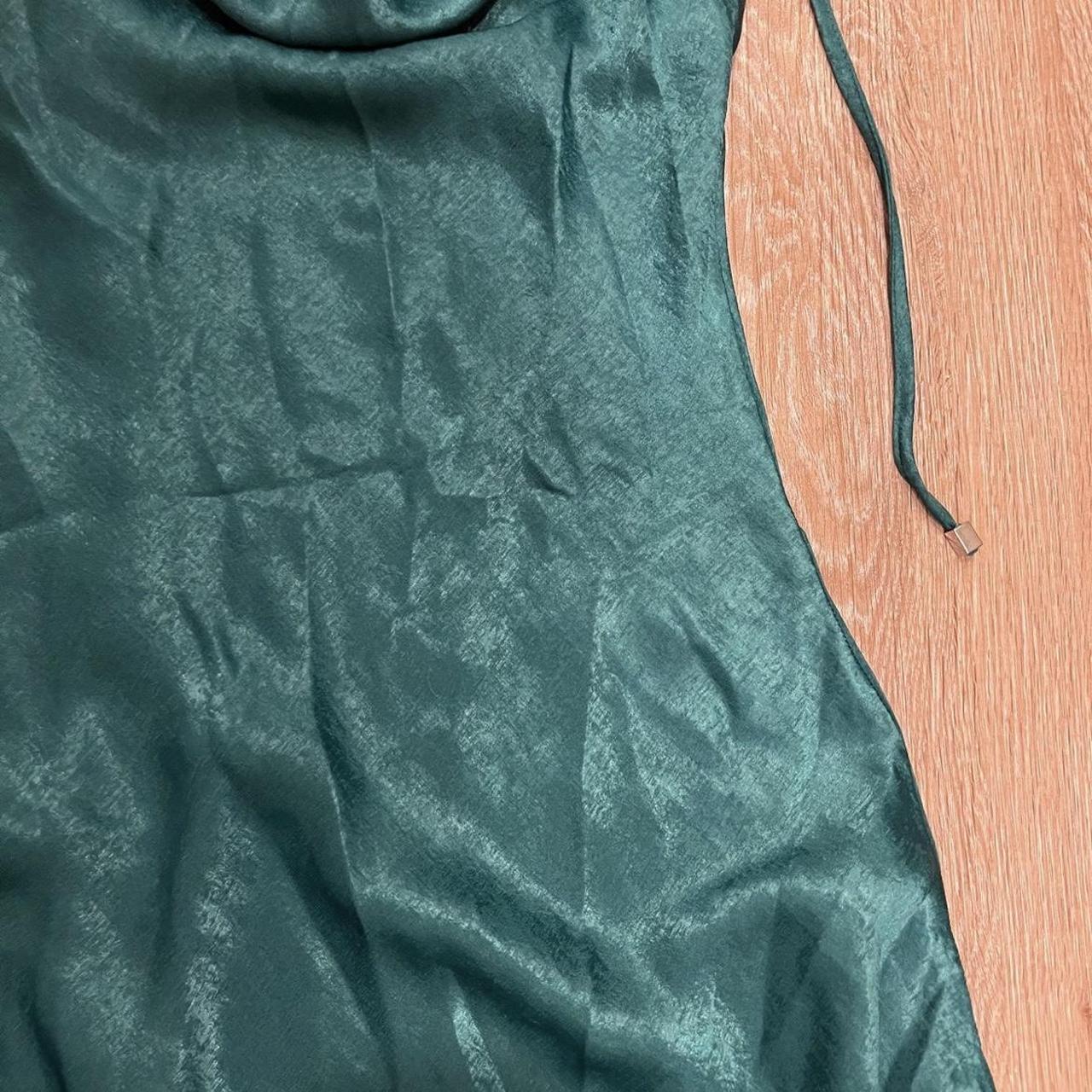Silky Midi Dress Emerald green cowl neck midi... - Depop