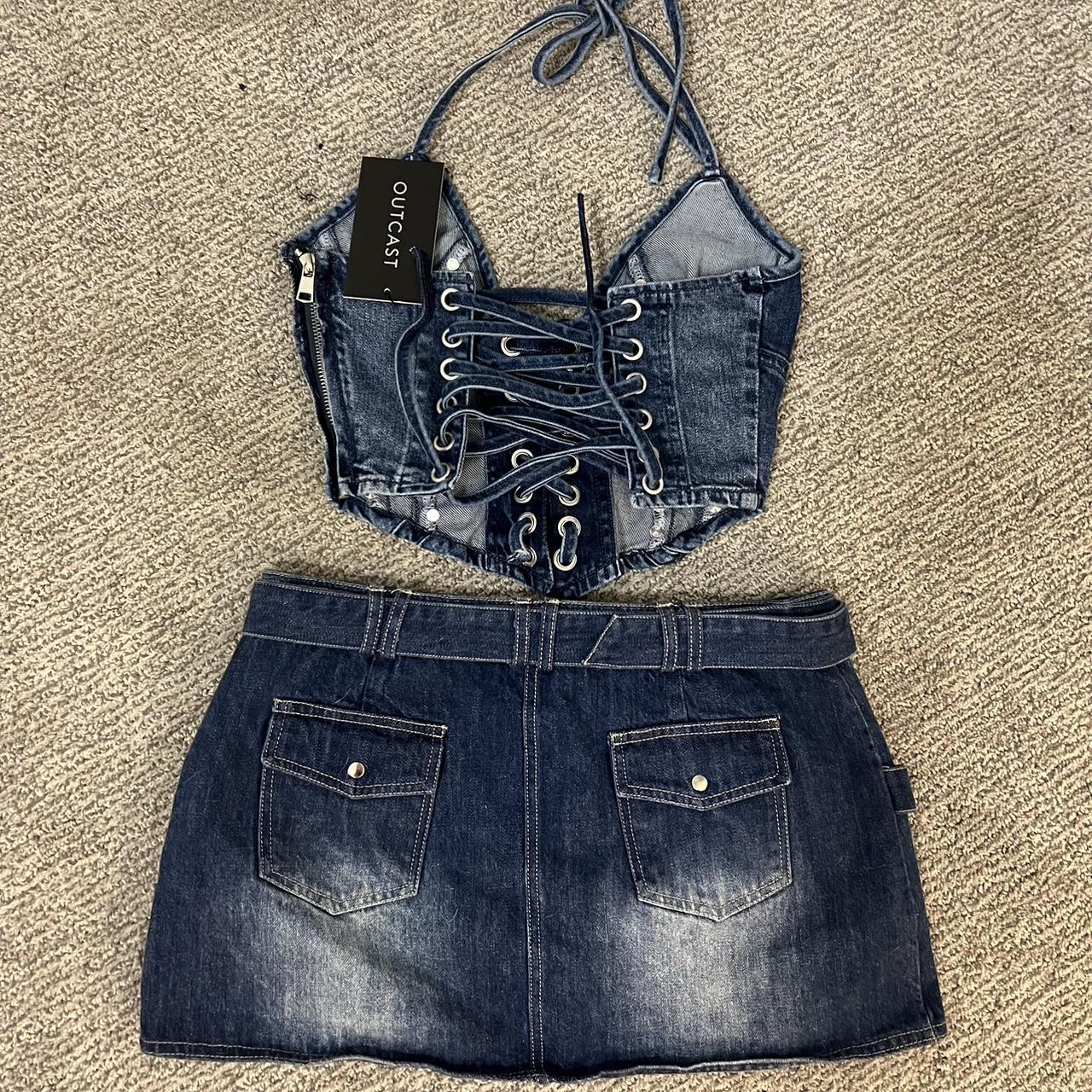 Outcast Clothing Dark Denim Set Top: Parker Top... - Depop