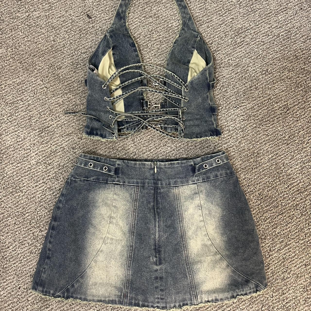 Outcast Clothing Denim Set Samantha Top & Mini... - Depop