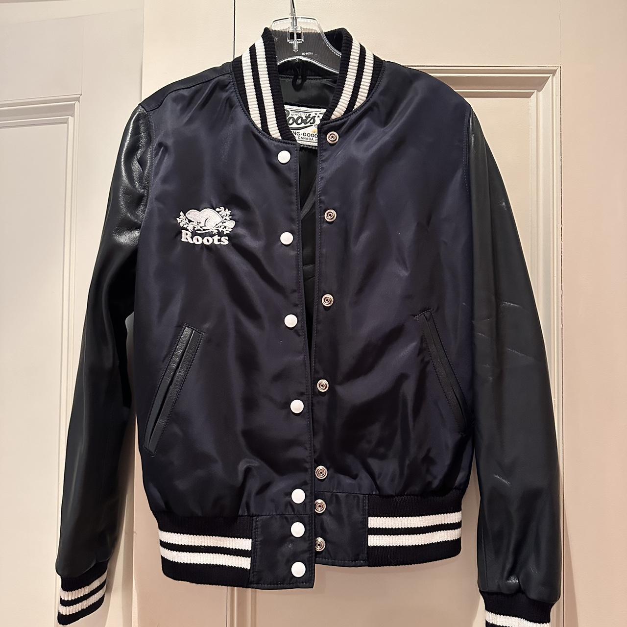 Roots bomber jacket with Italian leather. Retro Depop