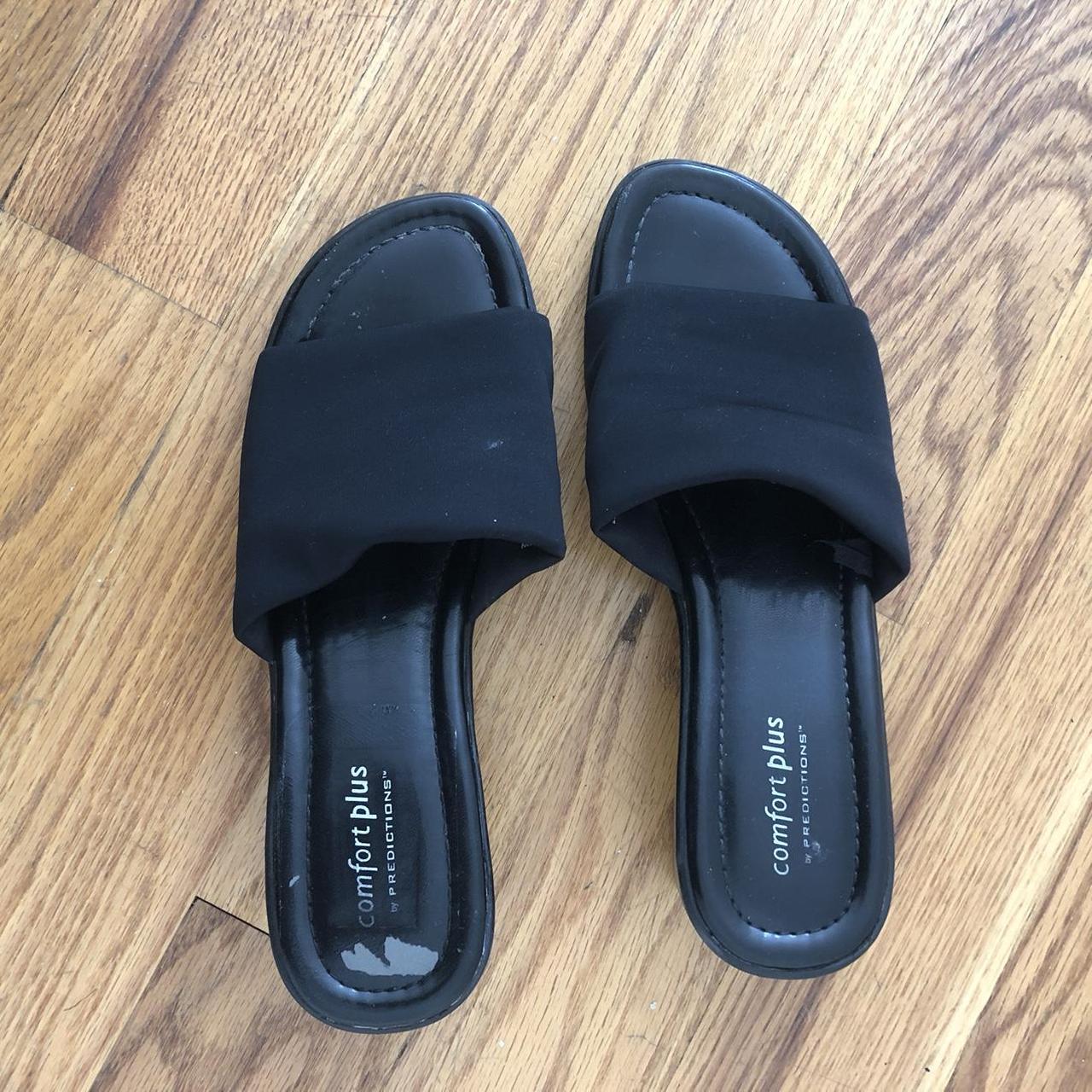 90s black wedge sandals. Super comfortable and... - Depop