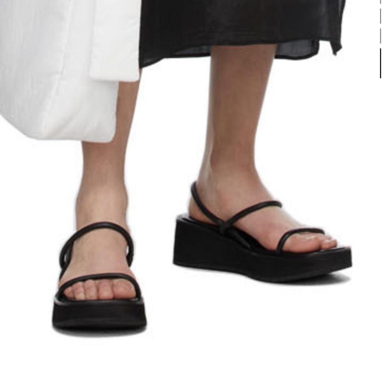 AMOMENTO Black String Sandals | Size 37, Buffed...