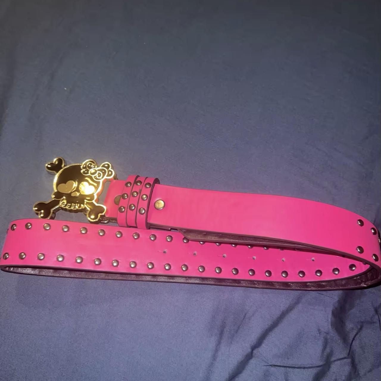 Pink Belt With Skull On Buckle Super Cute Y K Belt Depop