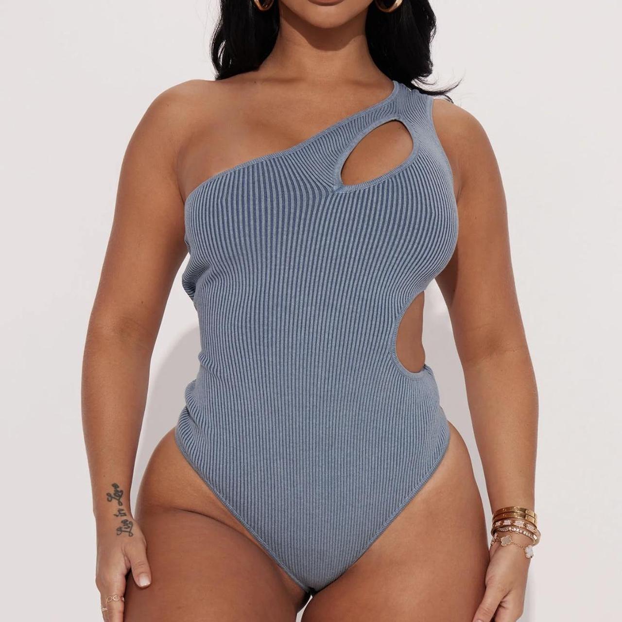 Fashion nova blue cut out bodysuit brand new with... Depop