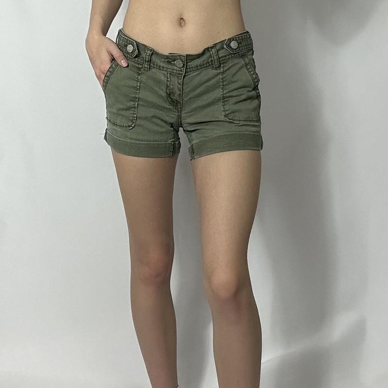 Aeropostale Women's Green and Khaki Shorts Depop