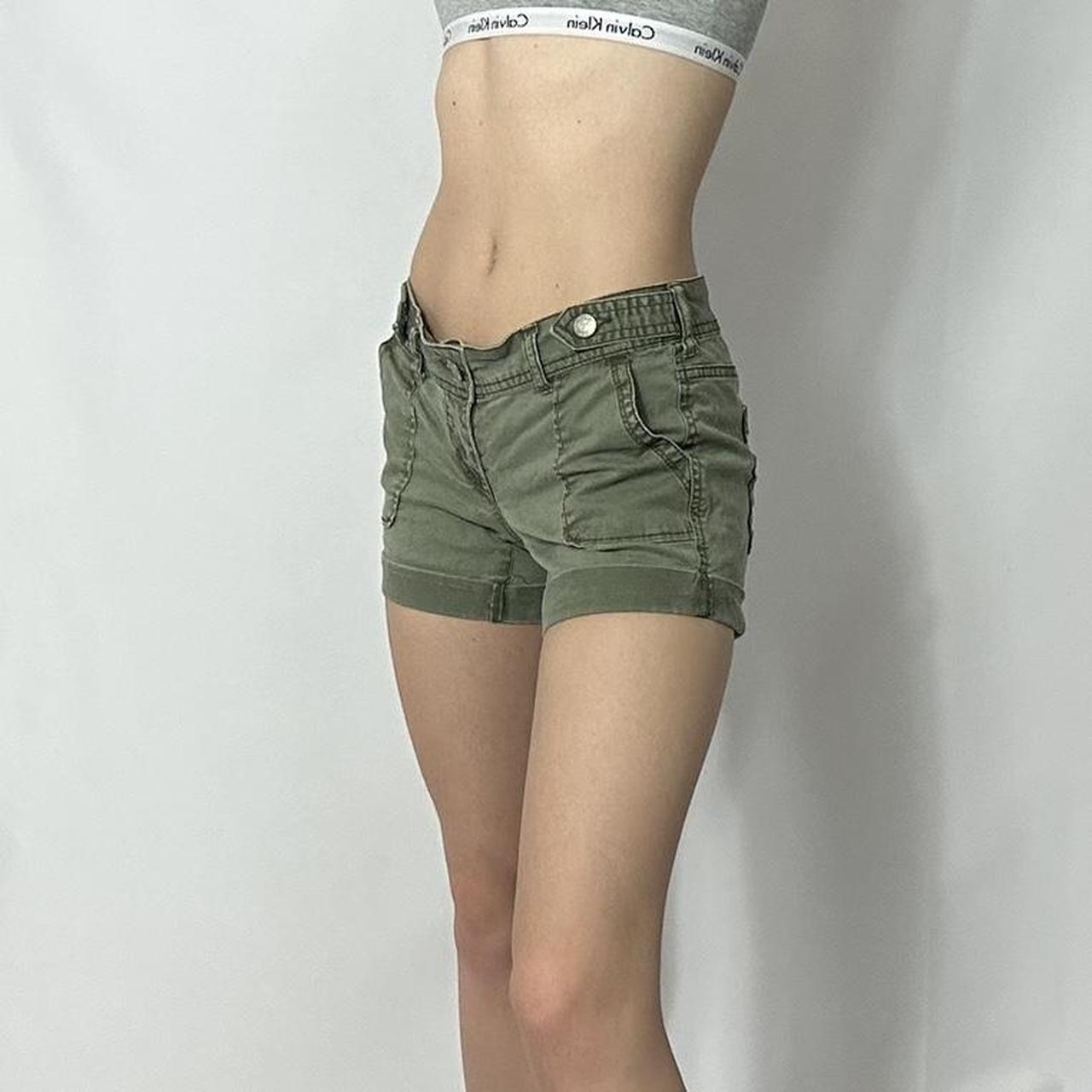 Aeropostale Women's Green and Khaki Shorts Depop
