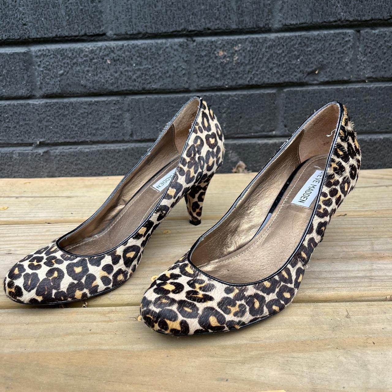 Cow hide printed with cheetah print kitten heels. Depop