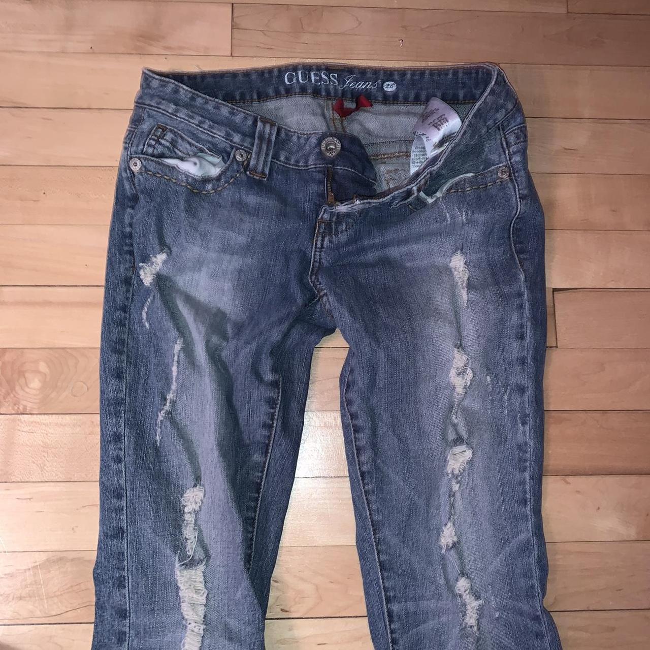 Y2K ripped low rise boot cut jeans🤍 free US shipping... - Depop