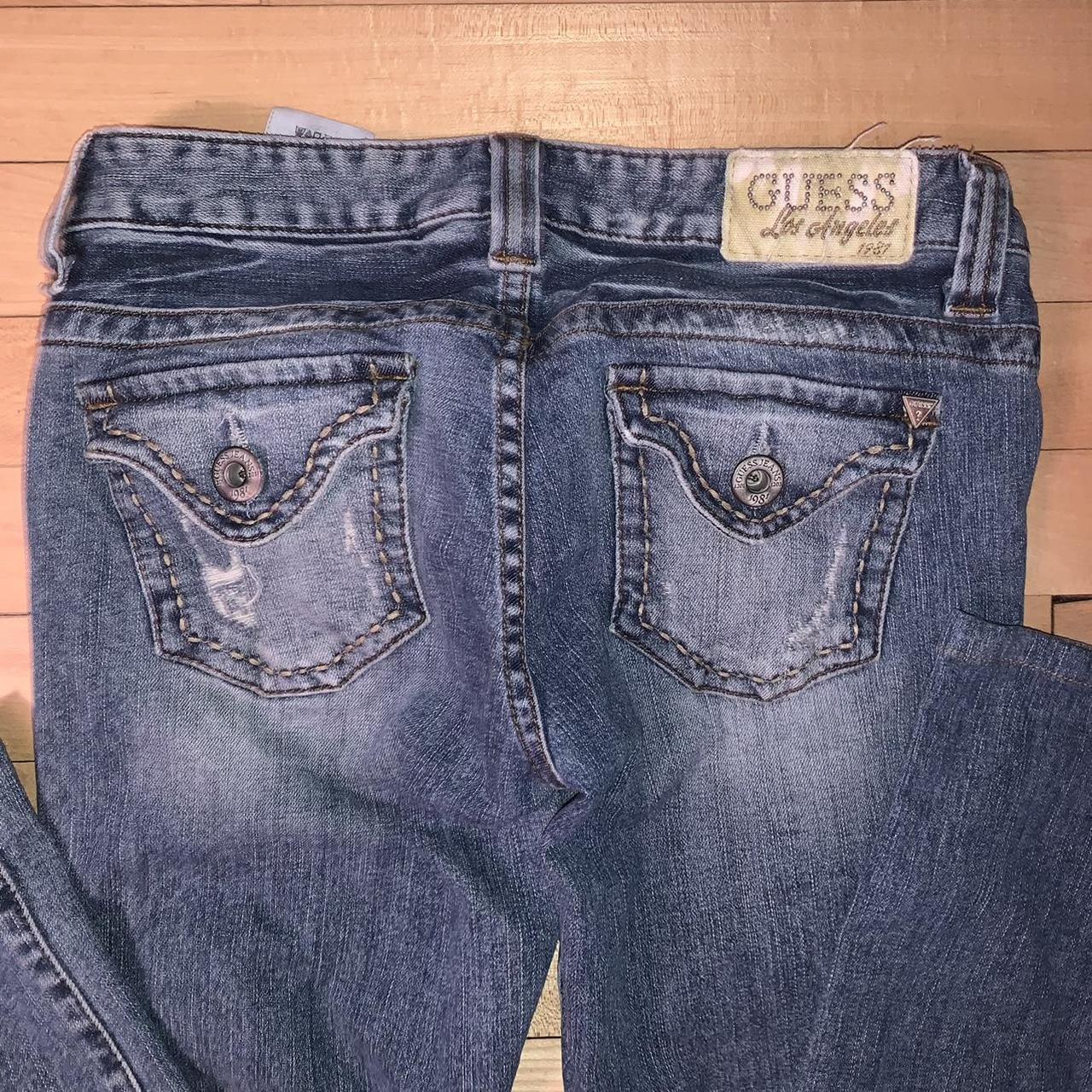 Y2K ripped low rise boot cut jeans🤍 free US shipping... - Depop