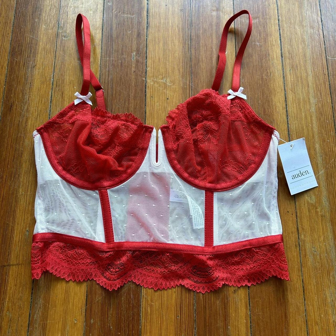 red top bustier corset style with lace from target... Depop