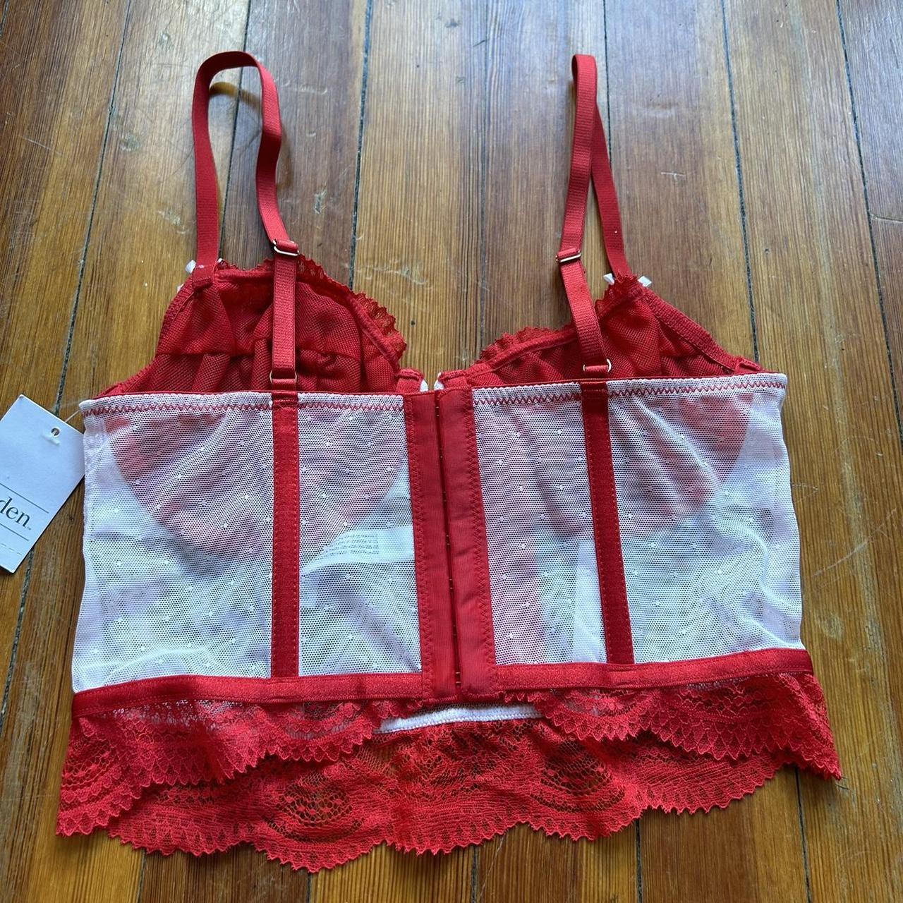 red top bustier corset style with lace from target... Depop