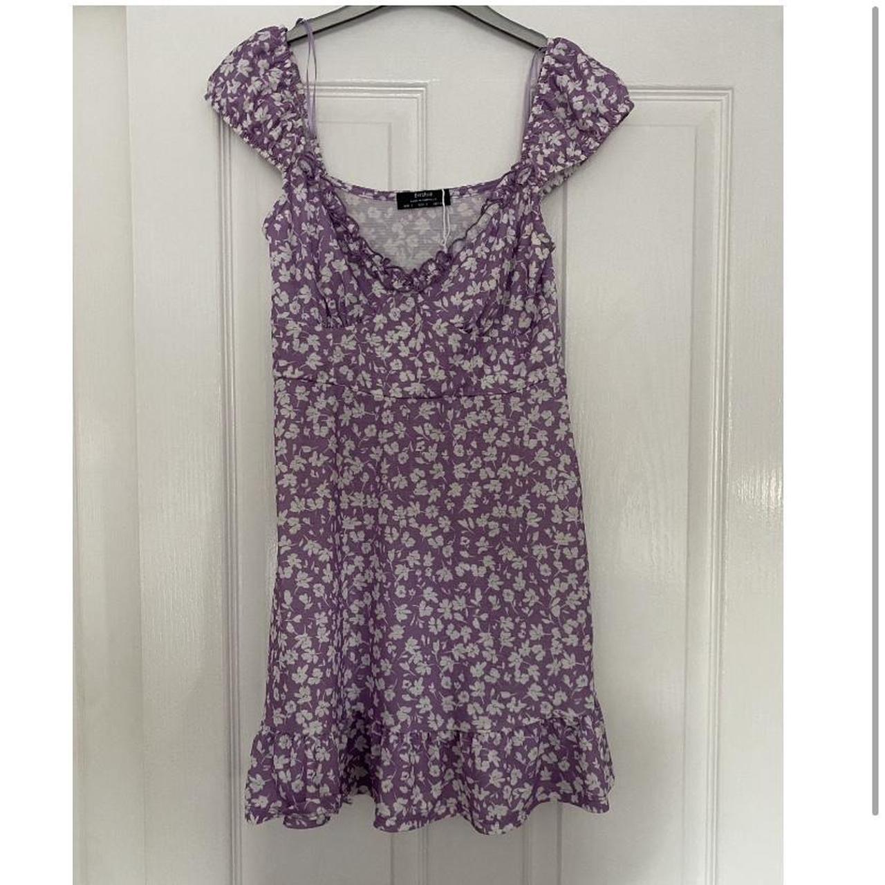 Bershka Lilac Floral Dress Mini/ Summer... Depop