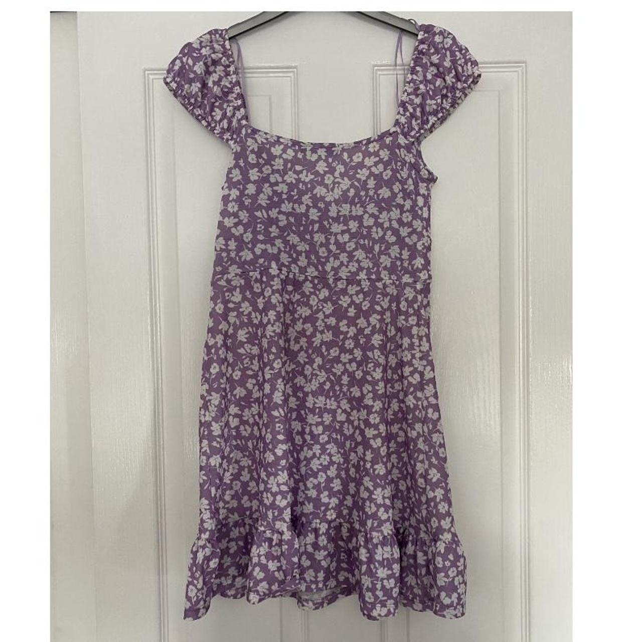 Bershka Lilac Floral Dress Mini/ Summer... Depop