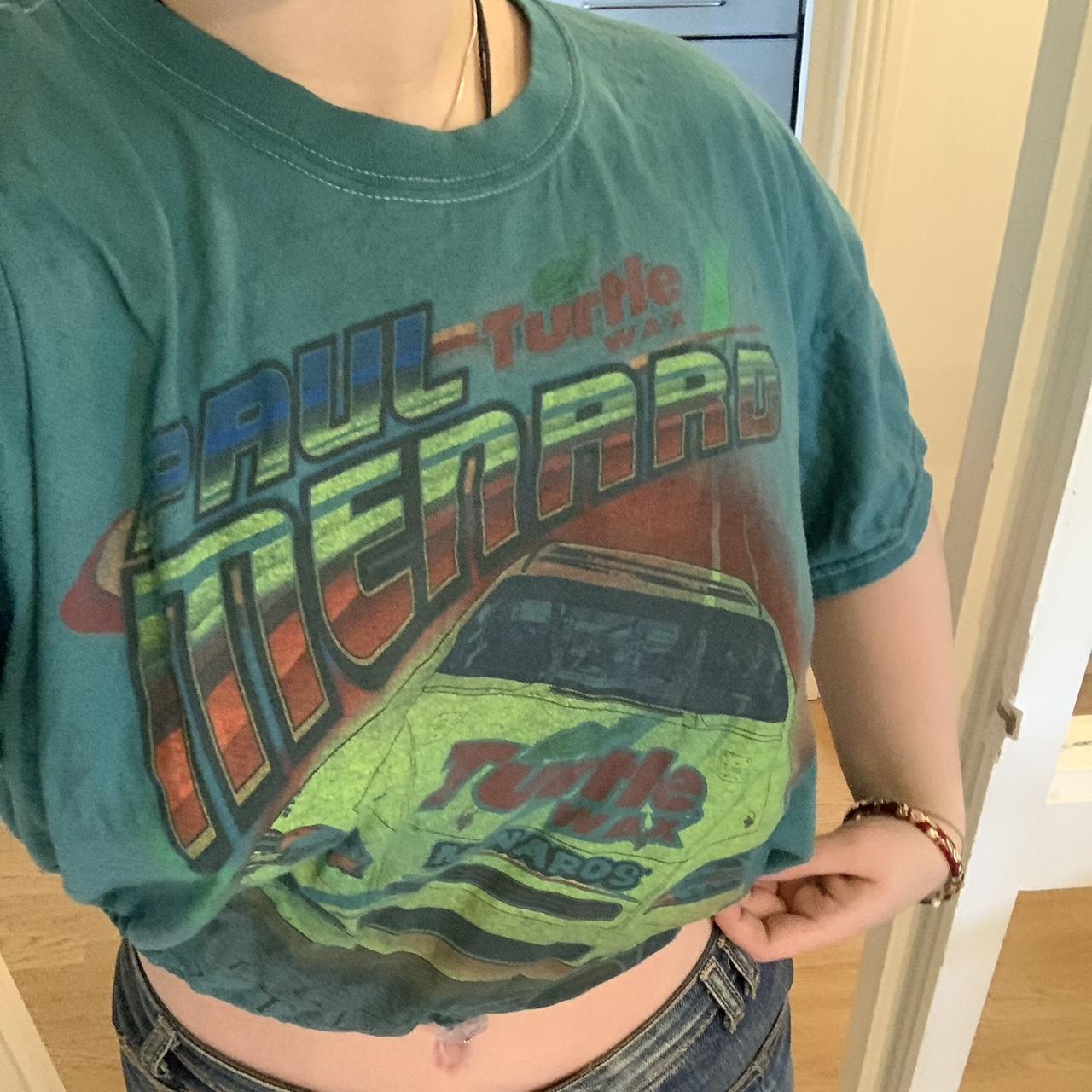 Cropped drawstring blue and green top. Really good... - Depop