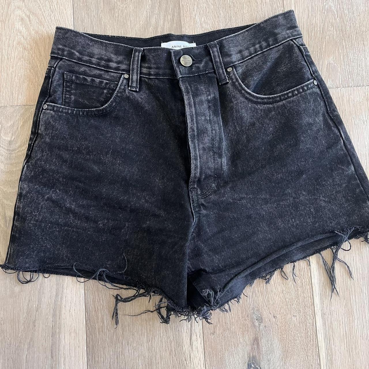 Anine Bing Gina Short Acid Black Denim Size Depop