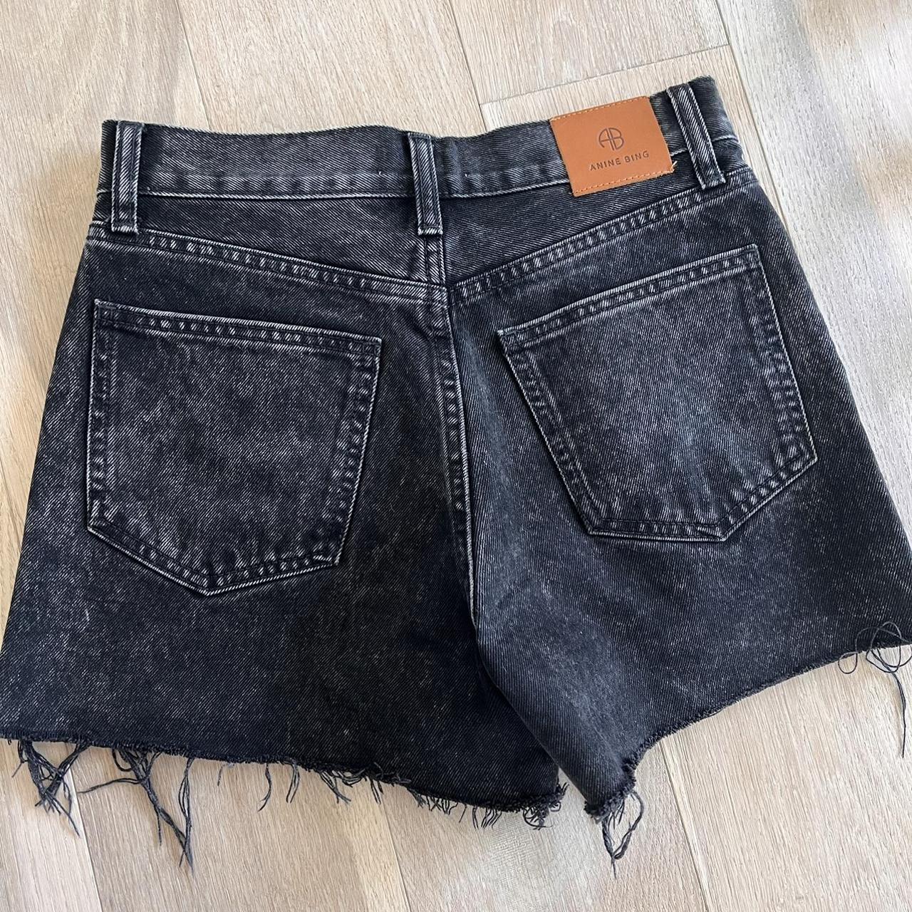 Anine Bing Gina Short Acid Black Denim Size Depop