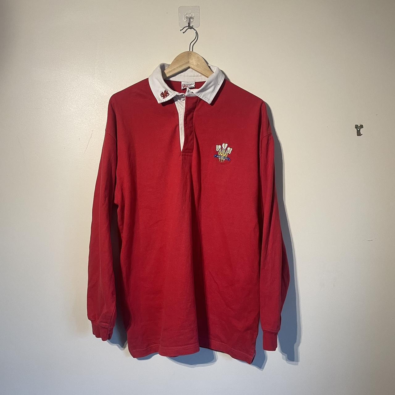 Vintage Wales Rugby Shirt Long Sleeve Size XXL Red &... - Depop