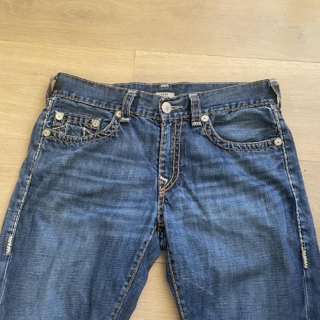 Vintage True religion contrast stitch jeans W34 L32... - Depop