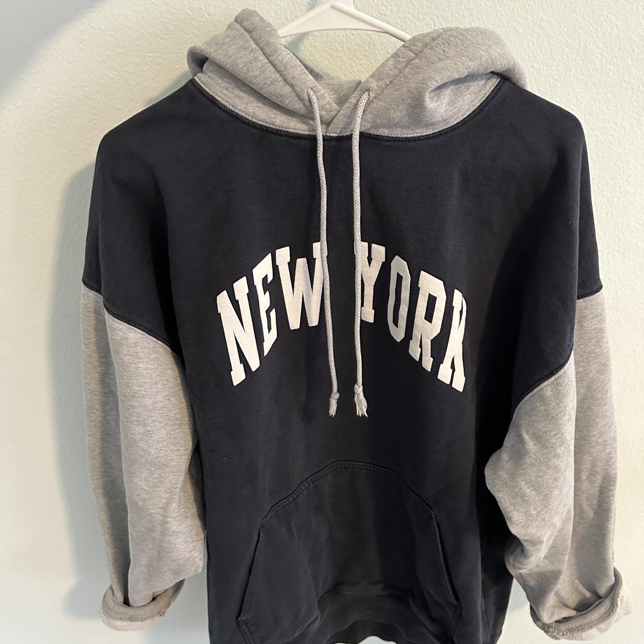 Brandy Melville oversized gray Christy New York hoodie - Depop
