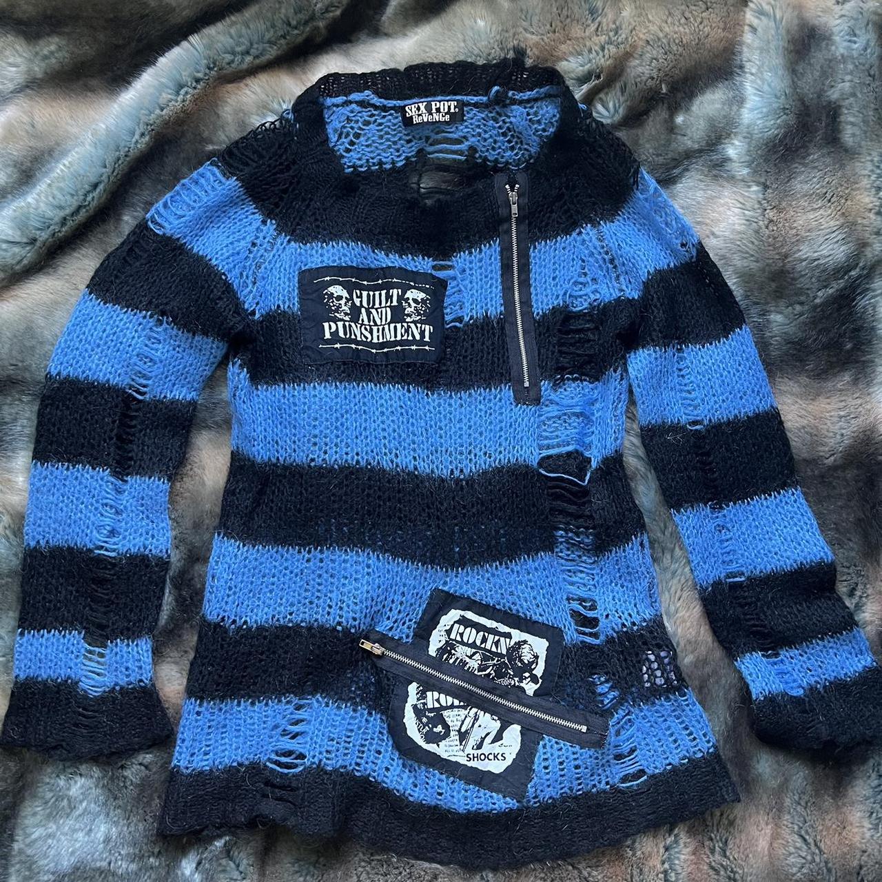 コリアグランドセール Black & Blue Revenge Pot Sex Striped Depop | Japanese Knit トップス
