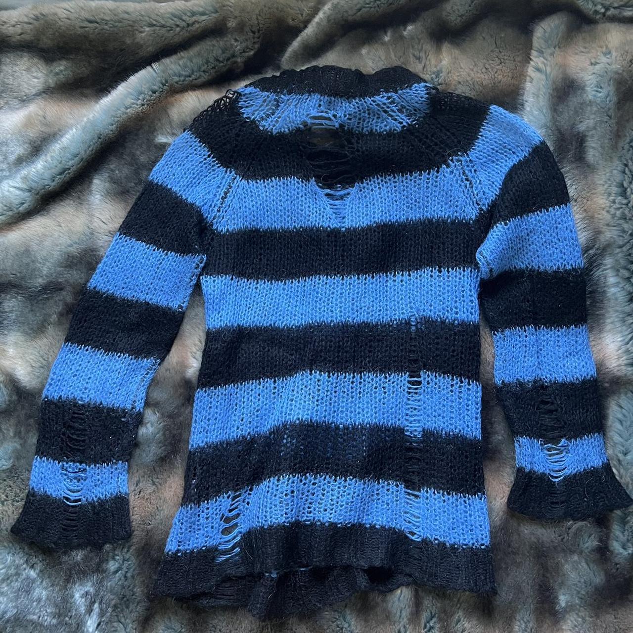 Sex Pot Revenge Blue & Black Striped Knit Japanese | Depop