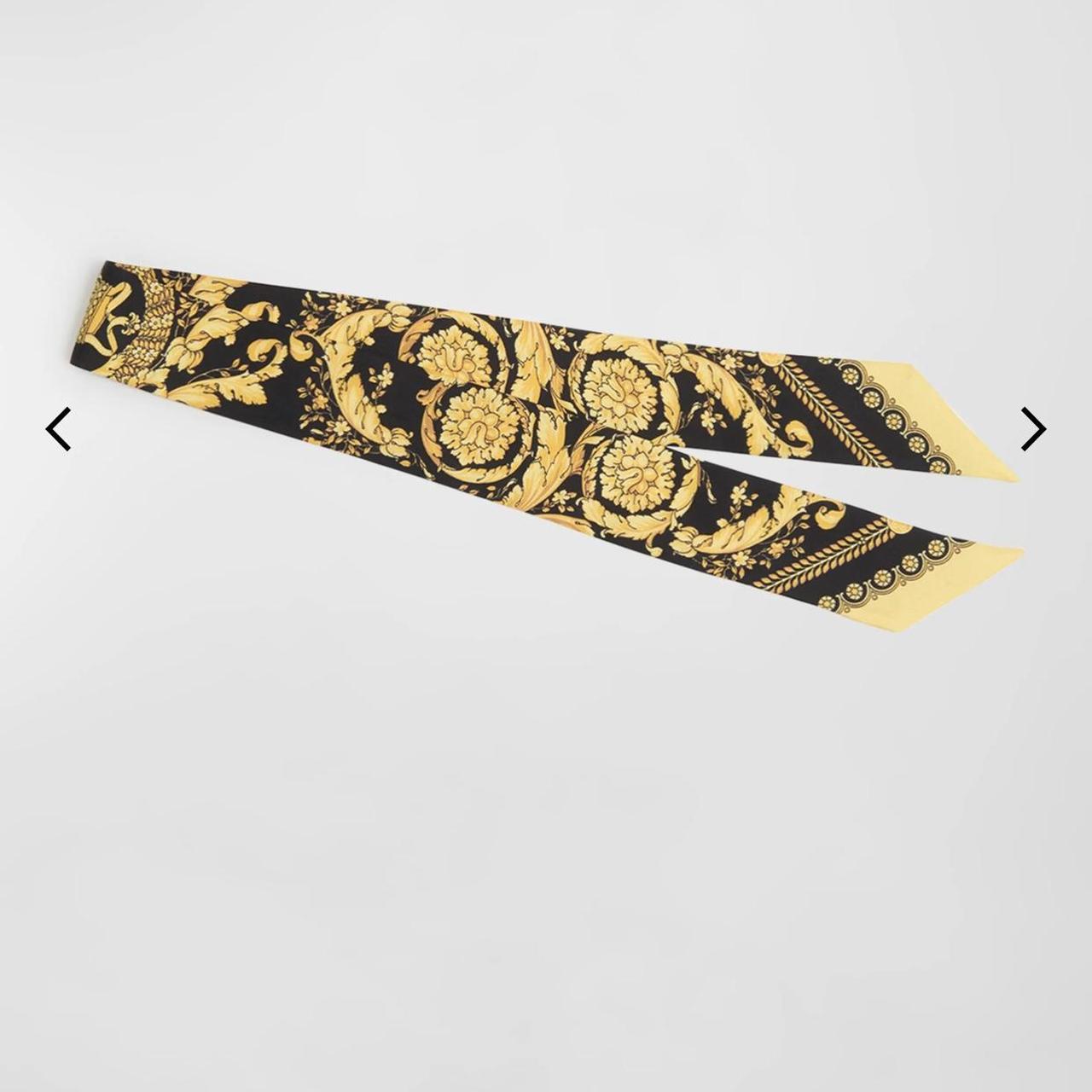 Versace Baroccodile Print Silk Square Scarf in Black-Waterlily