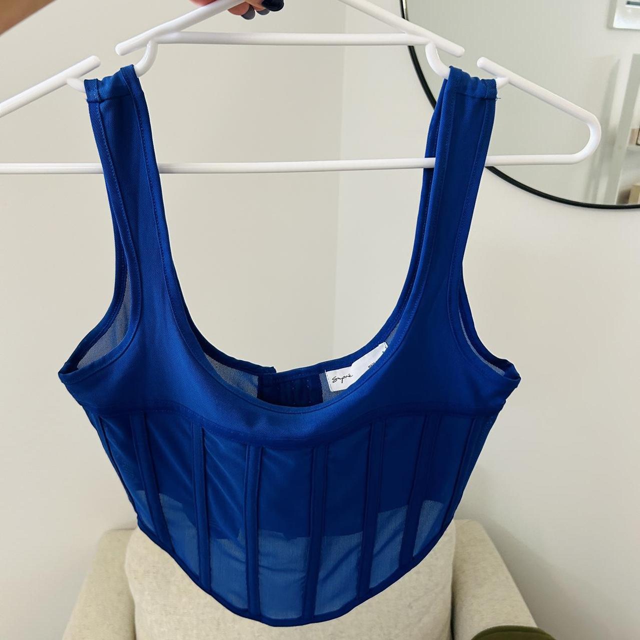 Super blue corset top worn once perfect condition... Depop