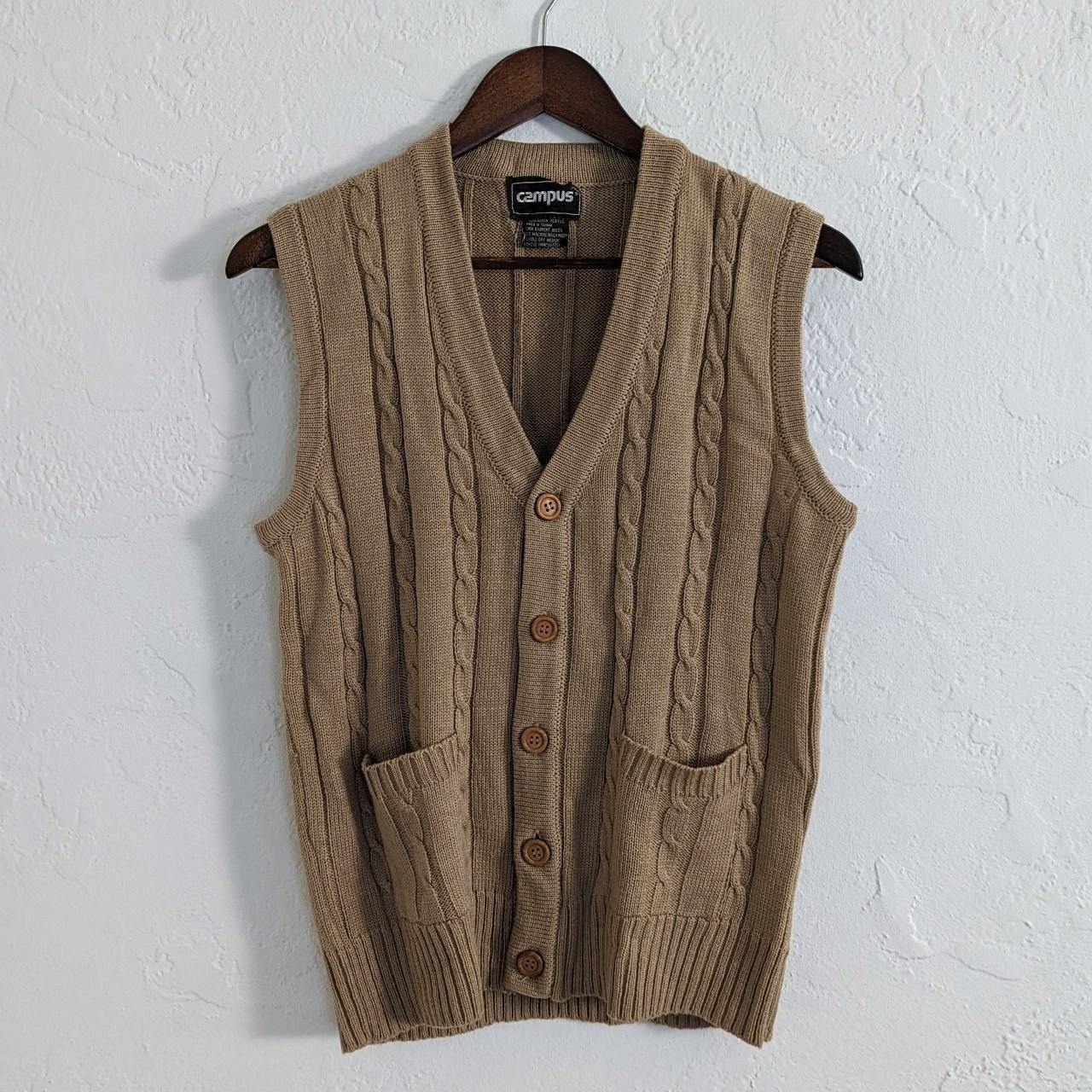 Brown button down sweater vest Vintage brown... Depop