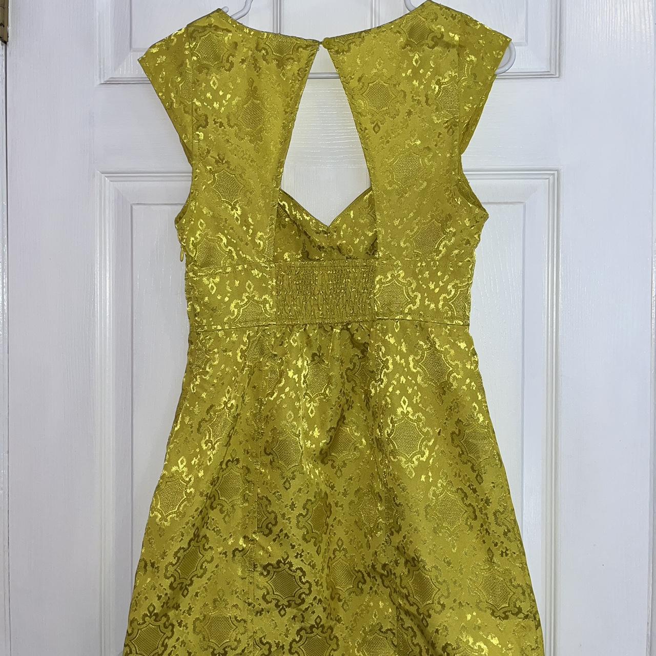 Urban Outfitters yellow/chartreuse mini dress cut... - Depop