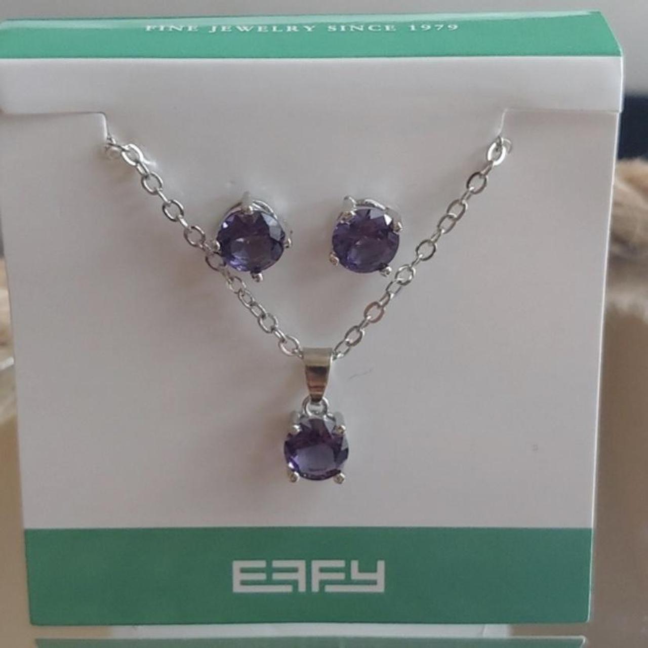 Effy purple earrings and necklace set Depop