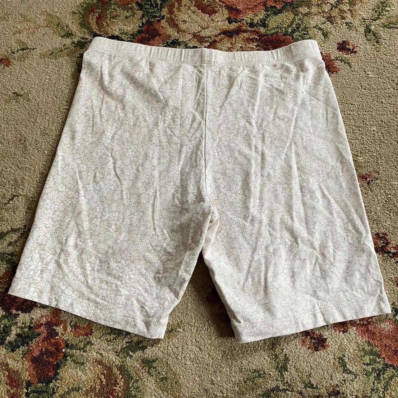 target white biker shorts