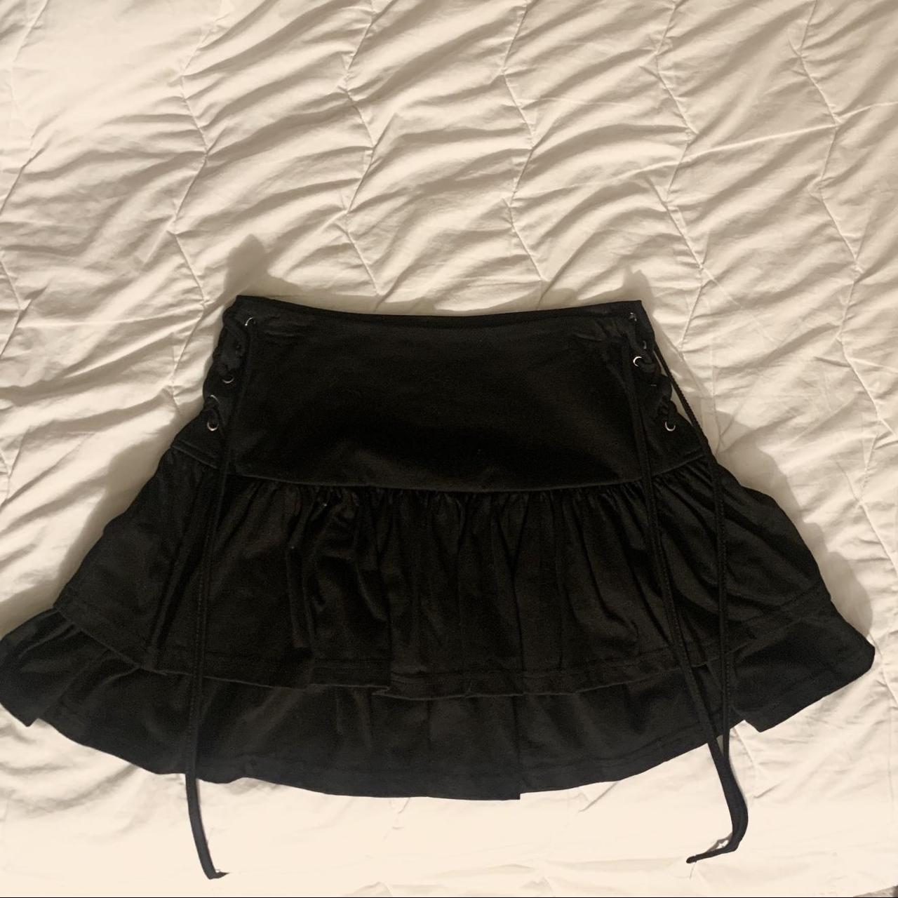 korean black miniskirt with ties on the side. the... - Depop