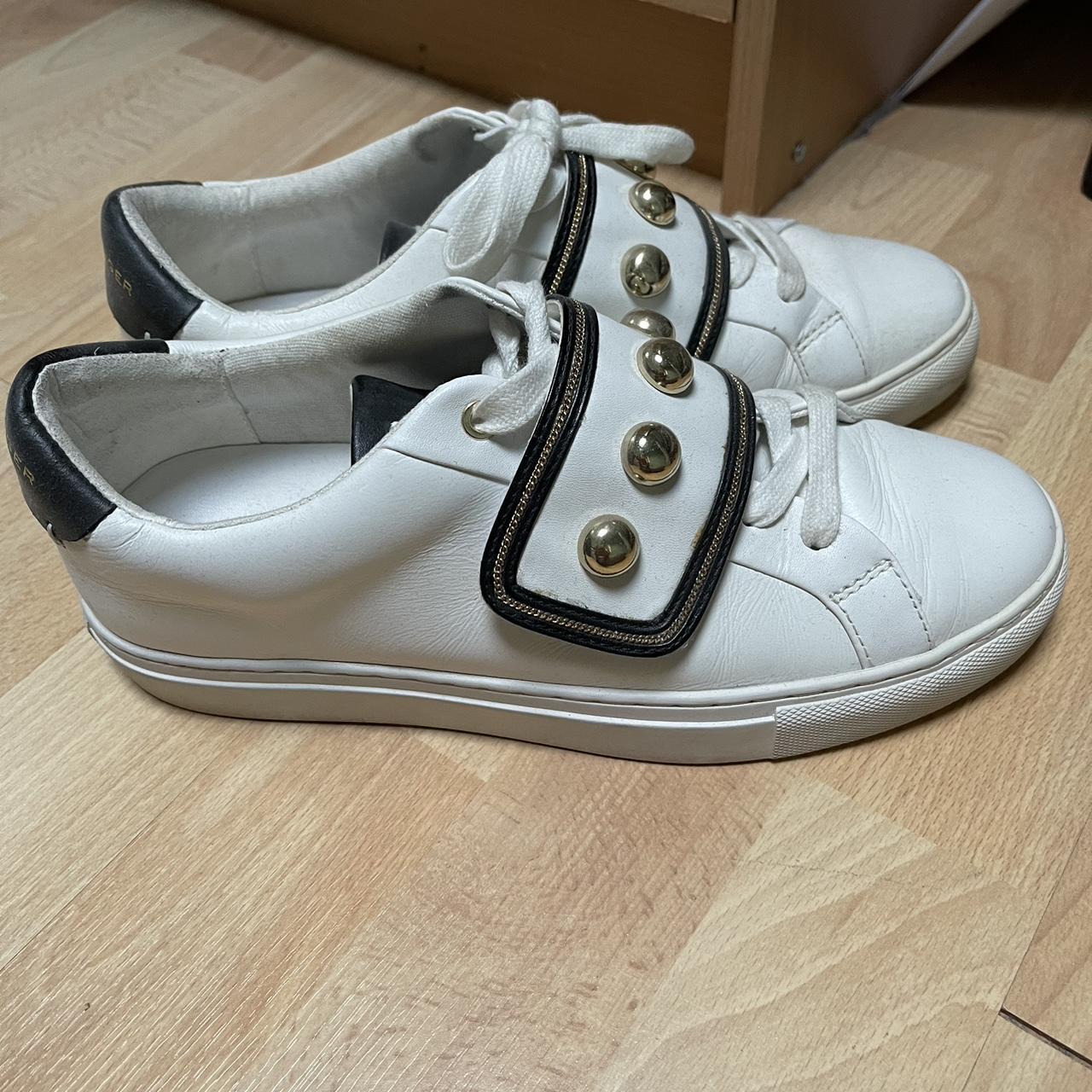 Kurt geiger white and cheap gold trainers