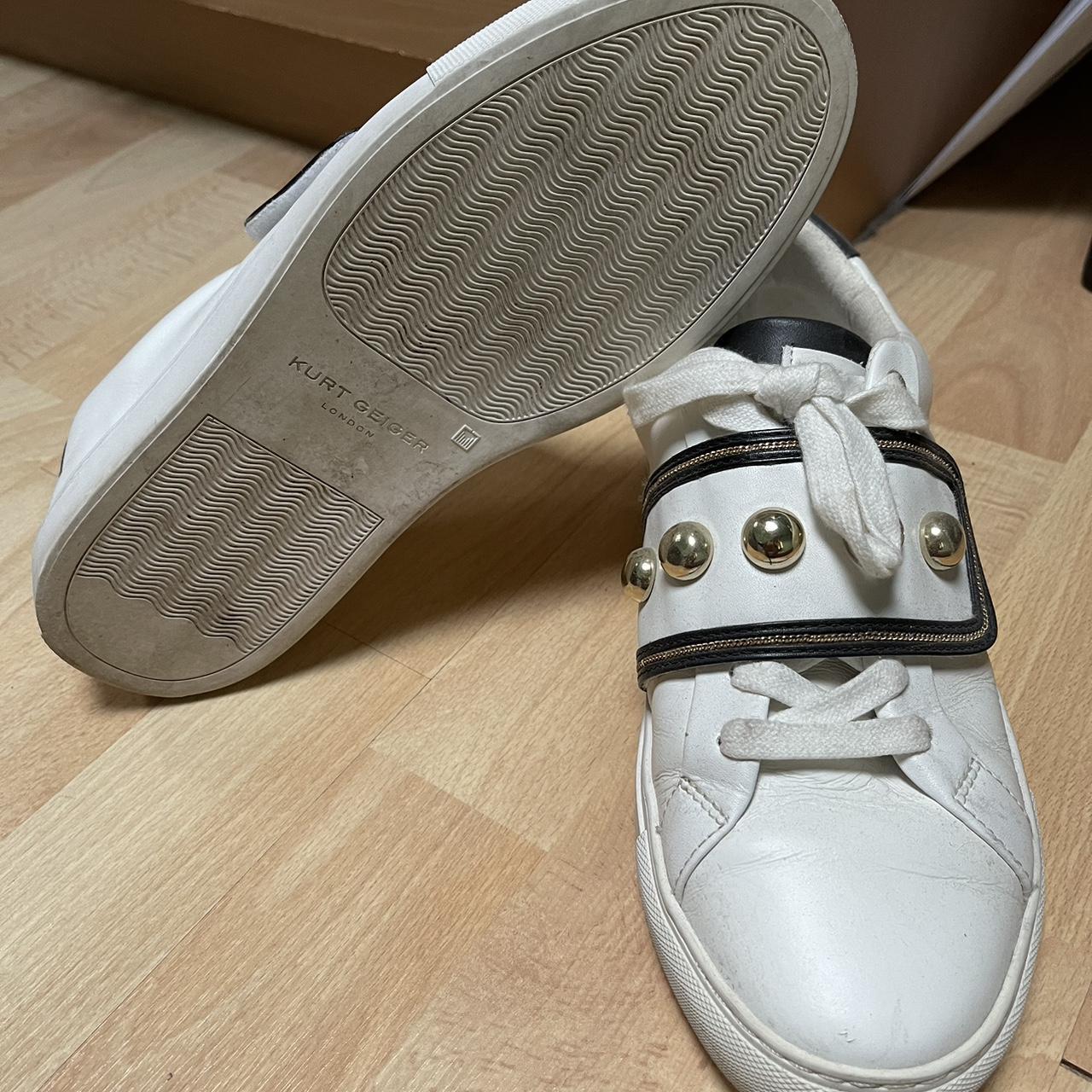 Kurt geiger white and best sale gold trainers