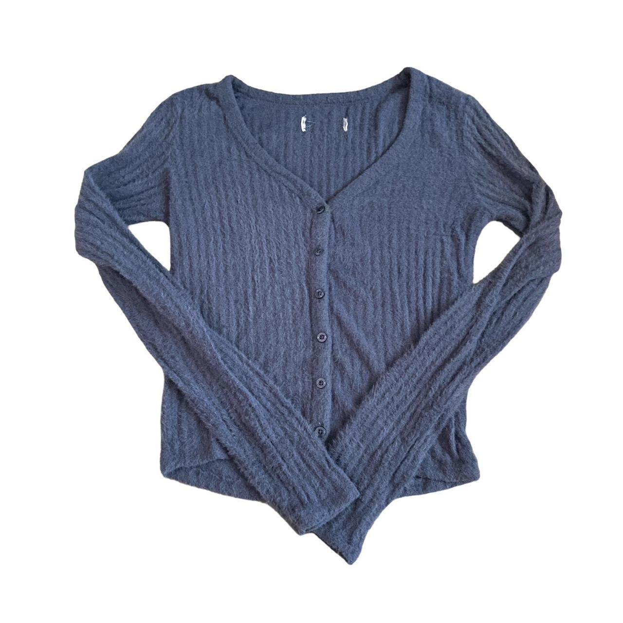 Hollister fitted soft ribbed cardigan in blue color