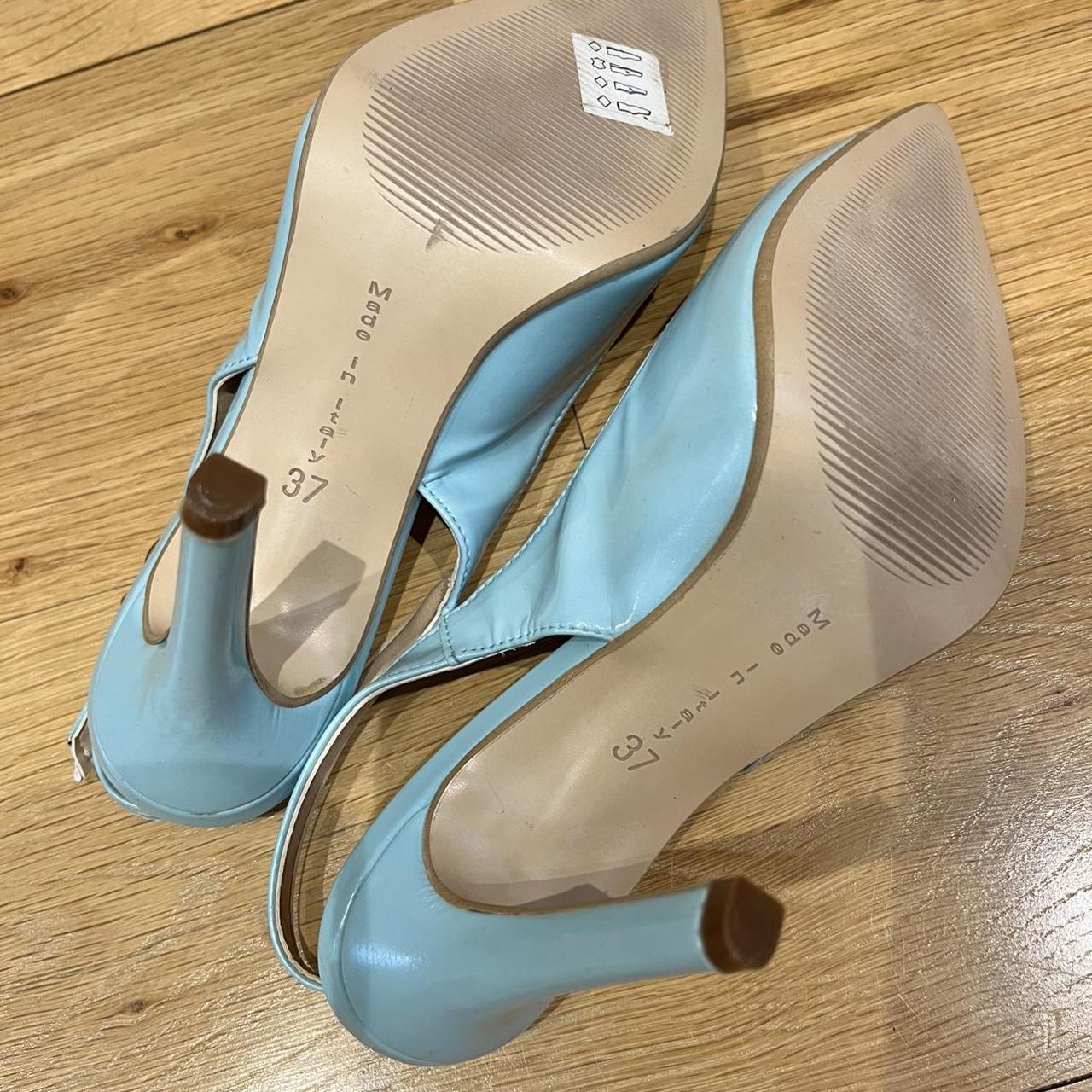 Turquoise blue sling back heels. Never worn -... - Depop