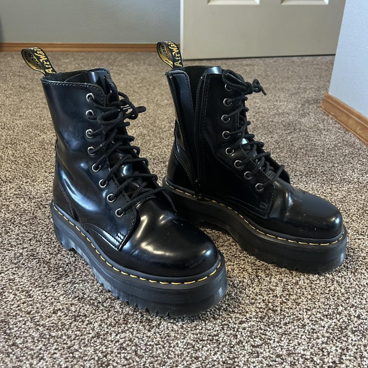 jadon smooth leather platform boots black