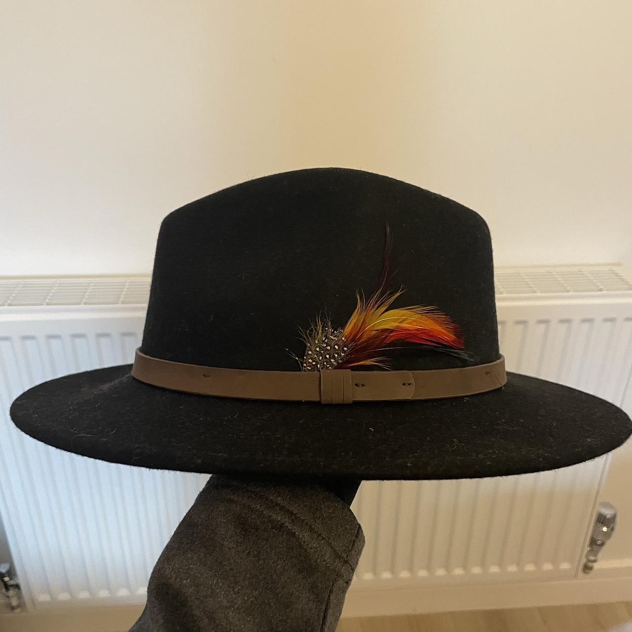 Beautiful black hat with feathers Size small Never... - Depop