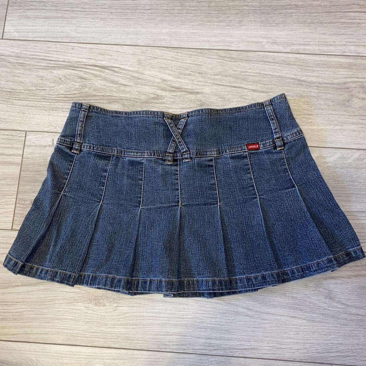 Gorgeous micro mini jean skirt pleaded. Low waisted... - Depop