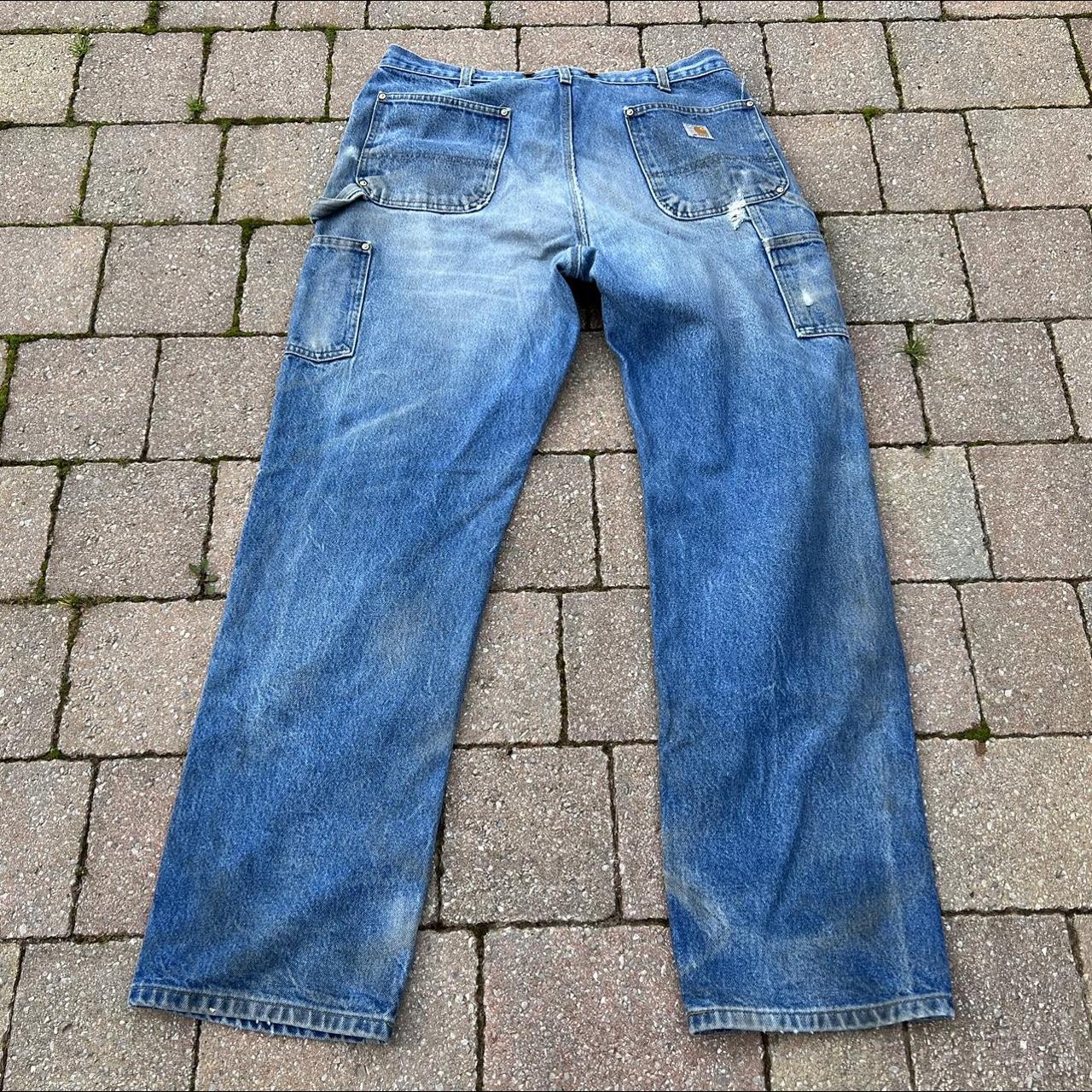 Carhartt Double Knee Pant Blue Denim Mid wash blue... - Depop