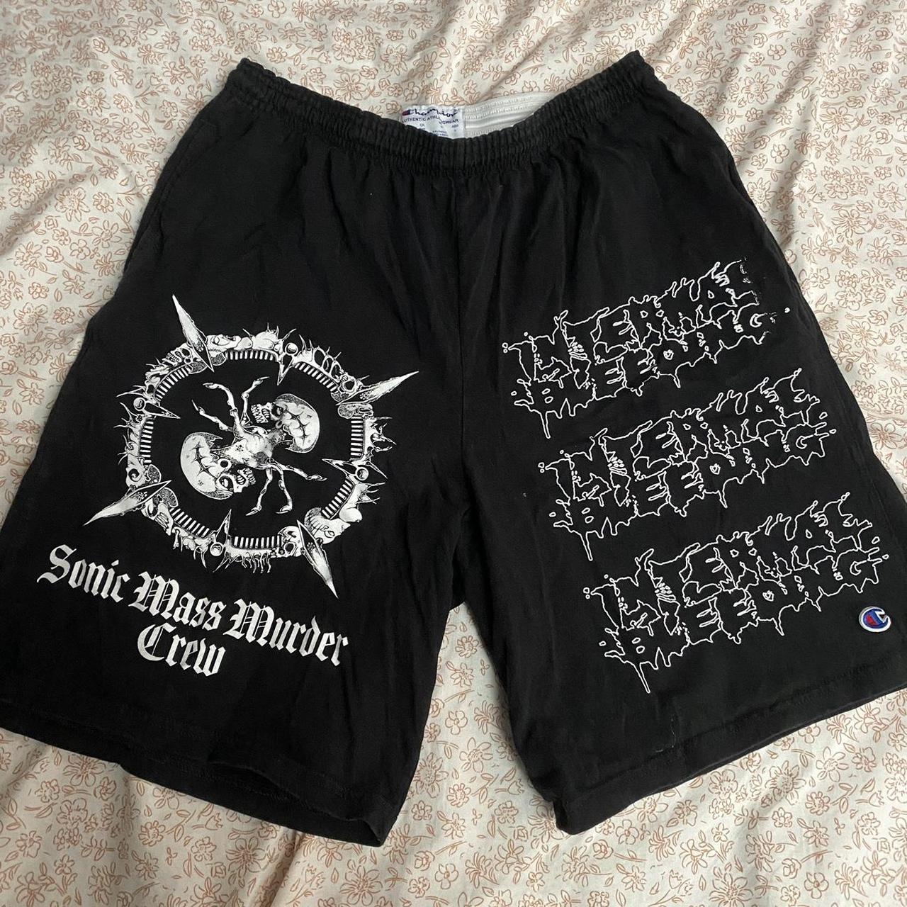Internal bleeding band sweat shorts. size medium... - Depop