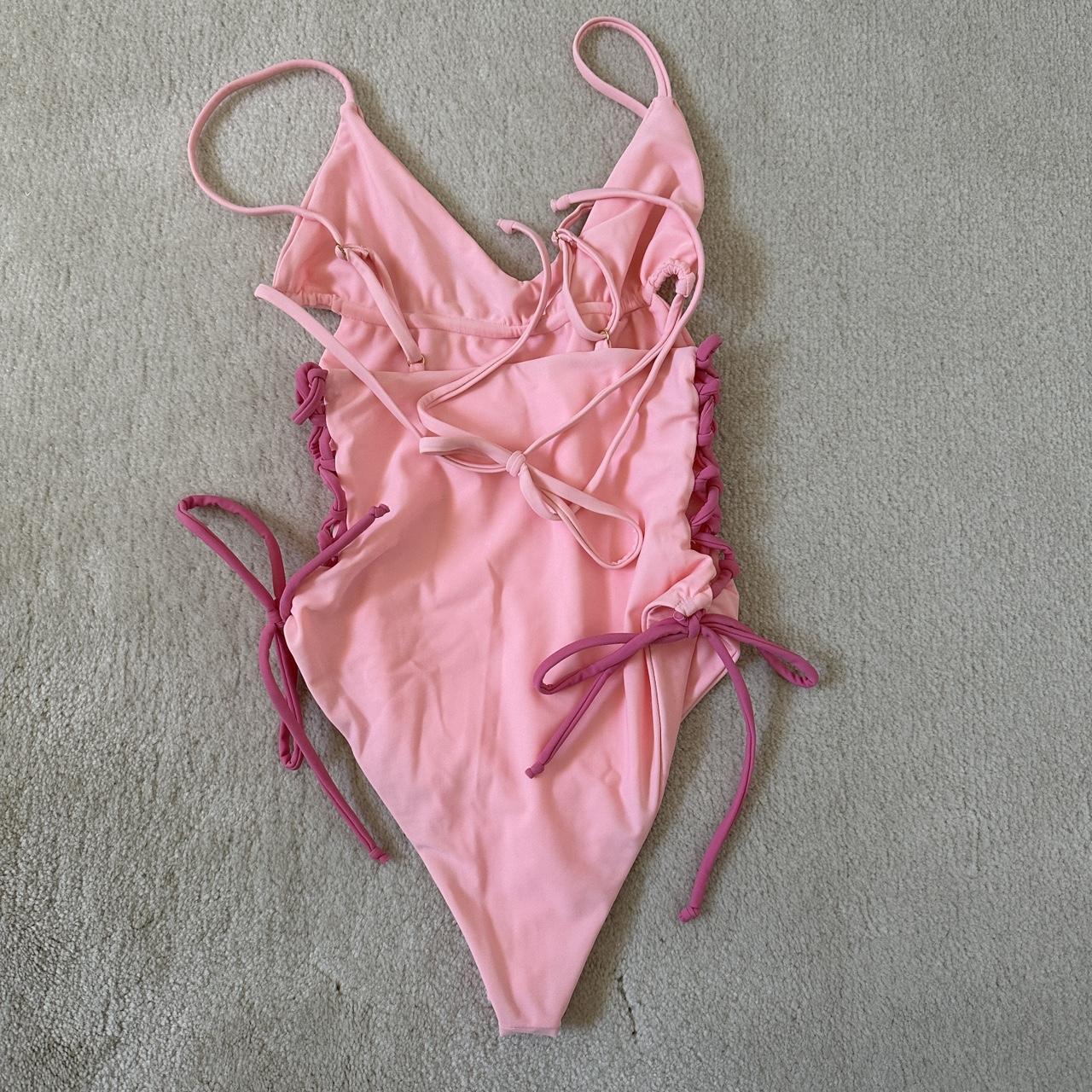 Pink one piece swimsuit from Lovers+Friends, size... - Depop